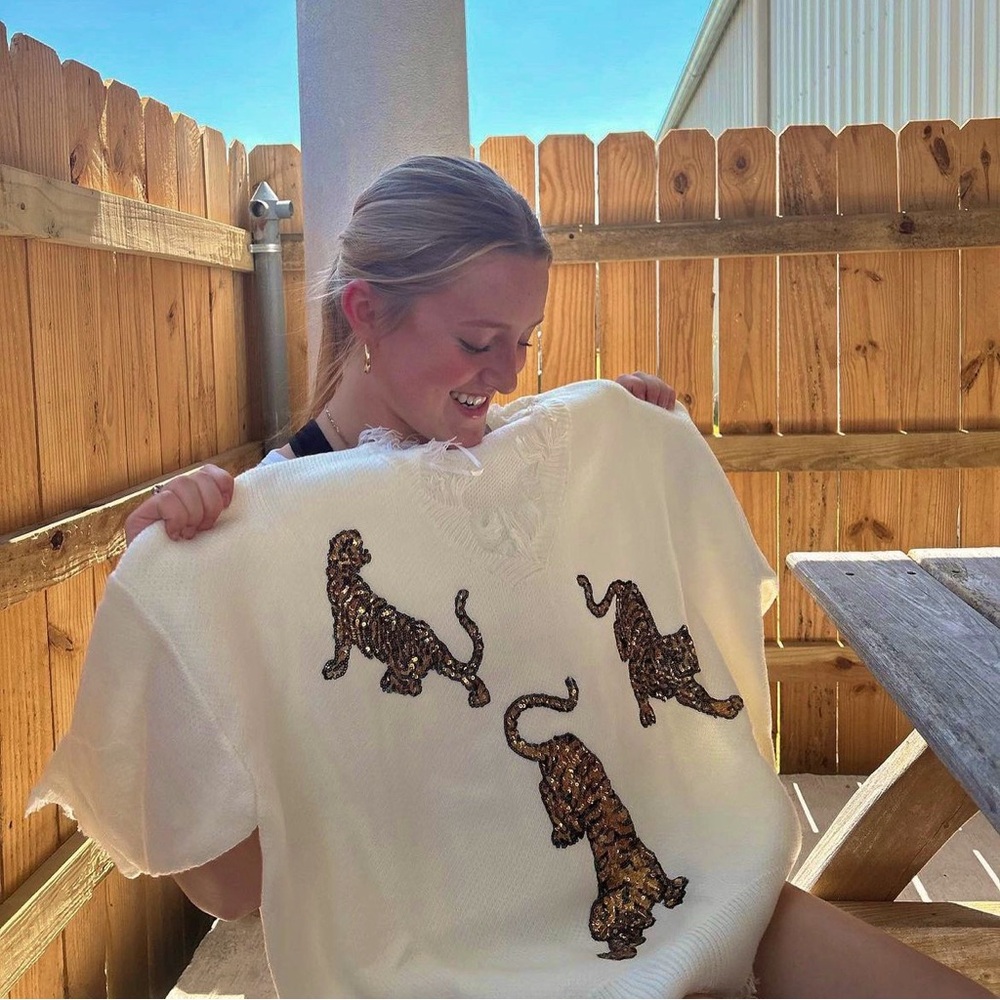 NWT Sequin Tiger Sweater